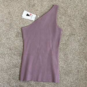 Purple one shoulder sweater knit top size S NWT